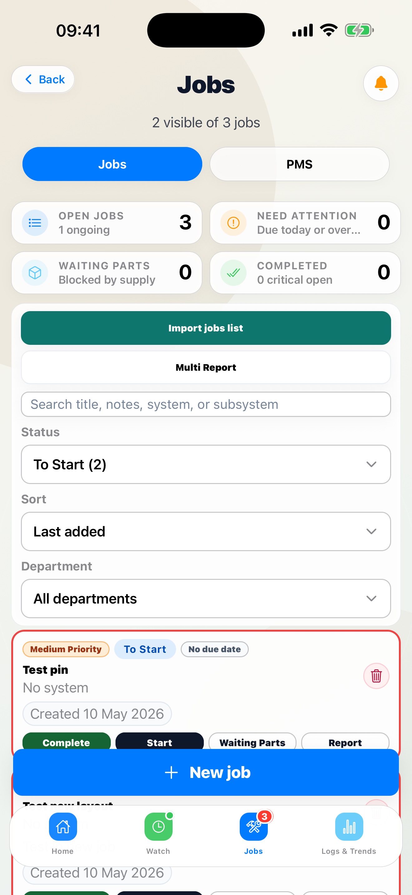MYACHT — jobs and defect tracking on iPhone